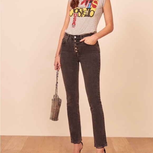 Reformation Liza Button Fly High-rise Straight In Yuma Women in size 25 and 26 - Picture 5 of 5